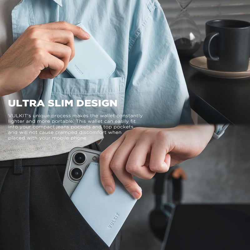 VULKIT حامل بطاقات رفيع بسيط مع حماية RFID من الجلد، محفظة بطاقات ائتمان لجيب أمامي مع إغلاق مغناطيسي - Image 2